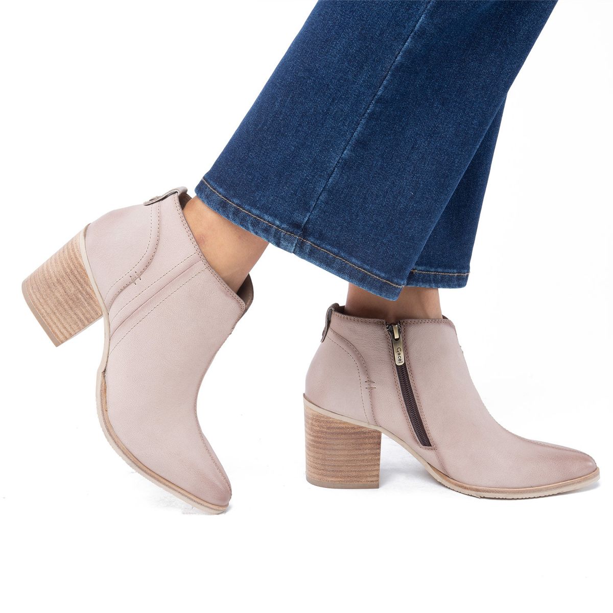 GACEL - Bruna Botín Mujer Cuero Beige Gacel