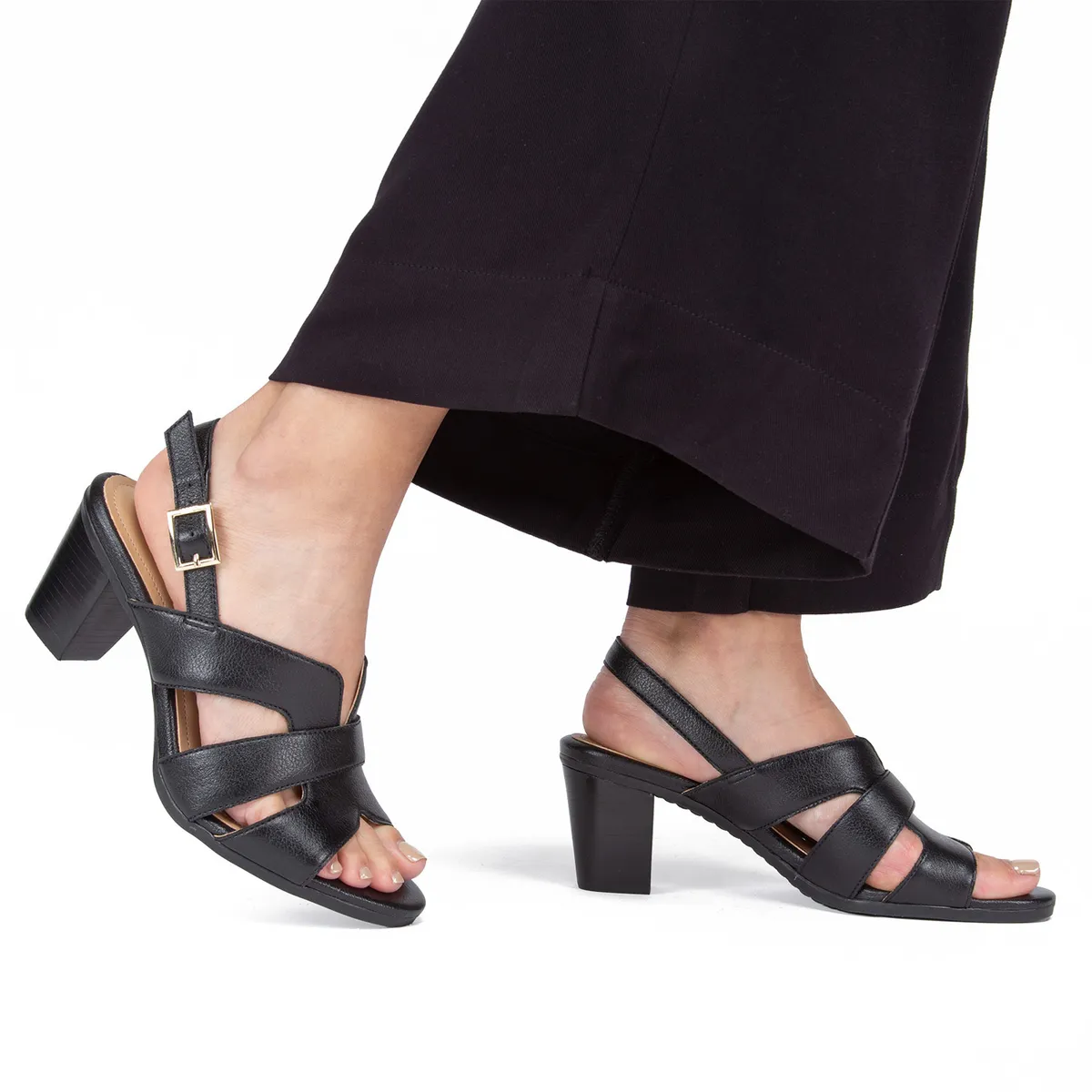 GACEL - Roxxane Sandalia Mujer Cuero Negro Gacel