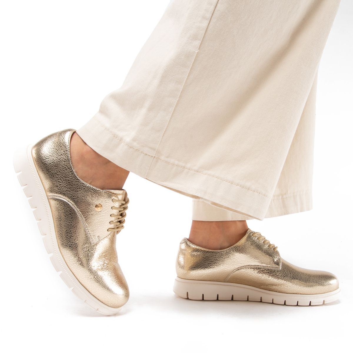 GACEL - Itati Zapato Casual Mujer Cuero Dorado Gacel