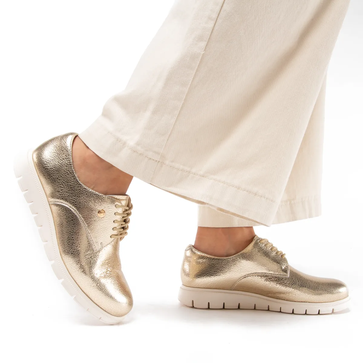 GACEL - Itati Zapato Casual Mujer Cuero Dorado Gacel