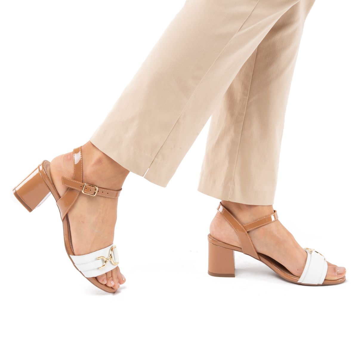 GACEL - Bianca Sandalia Mujer Cuero Blacno Gacel