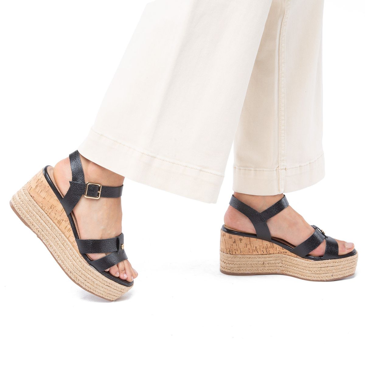 GACEL - Eduarda Sandalia Mujer Cuero Negro Gacel