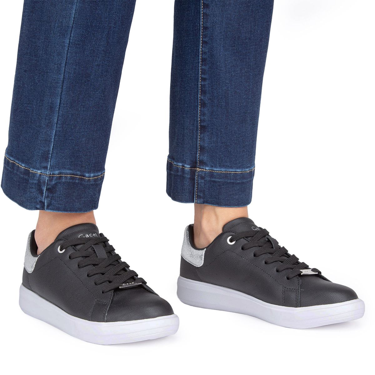 GACEL - Rosalia Zapatilla Urbana Mujer Cuero Negro Gacel