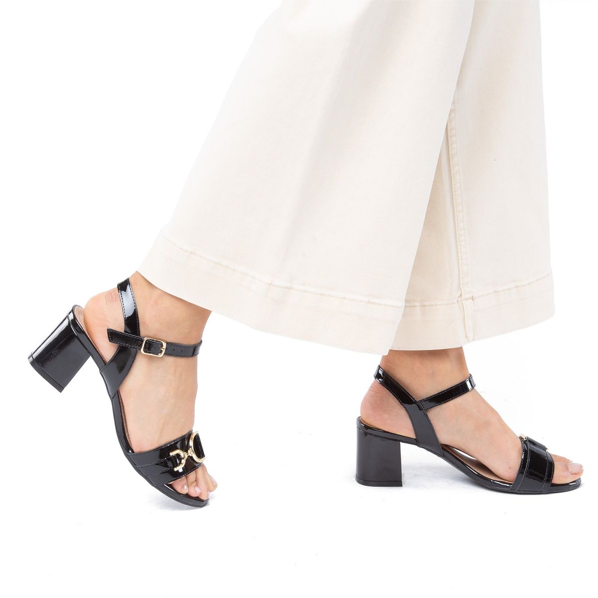 GACEL - Bianca Sandalia Mujer Cuero Negro Gacel