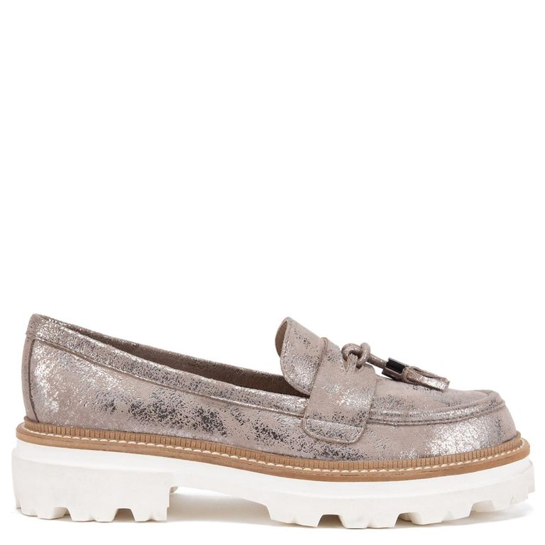 GACEL Eve Mocasín Mujer Cuero Plateado