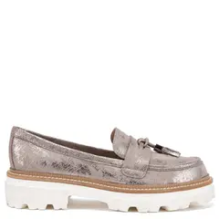 GACEL - Eve Mocasin Mujer Cuero Plateado