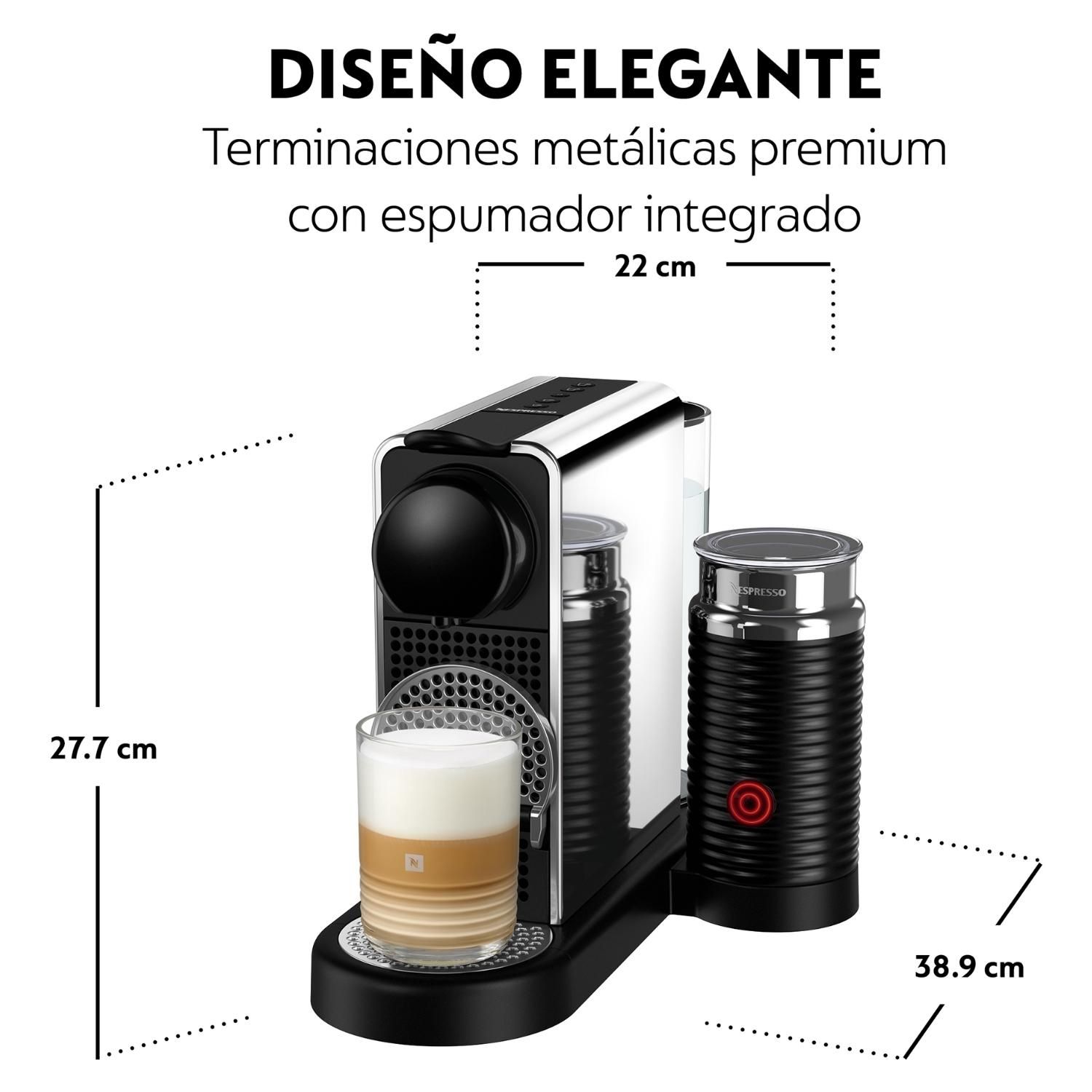 NESPRESSO Cafetera Citiz Platinum & Milk Stainless Steel Negra