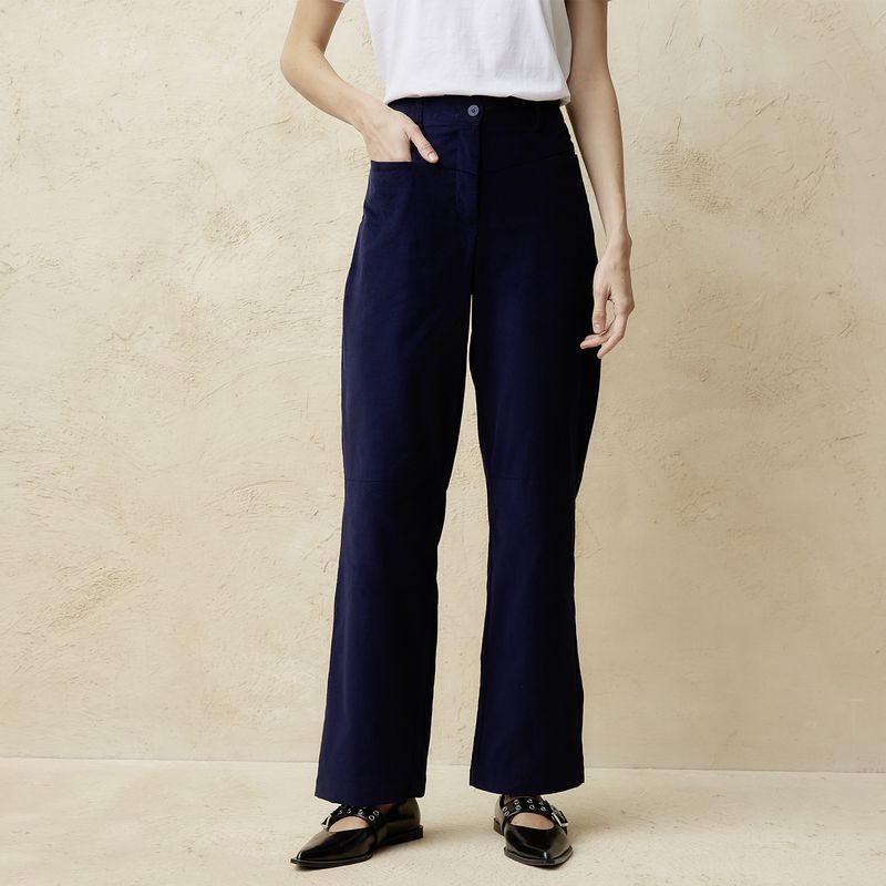 BASEMENT - Pantalón Recto Tiro Medio Mujer Basement