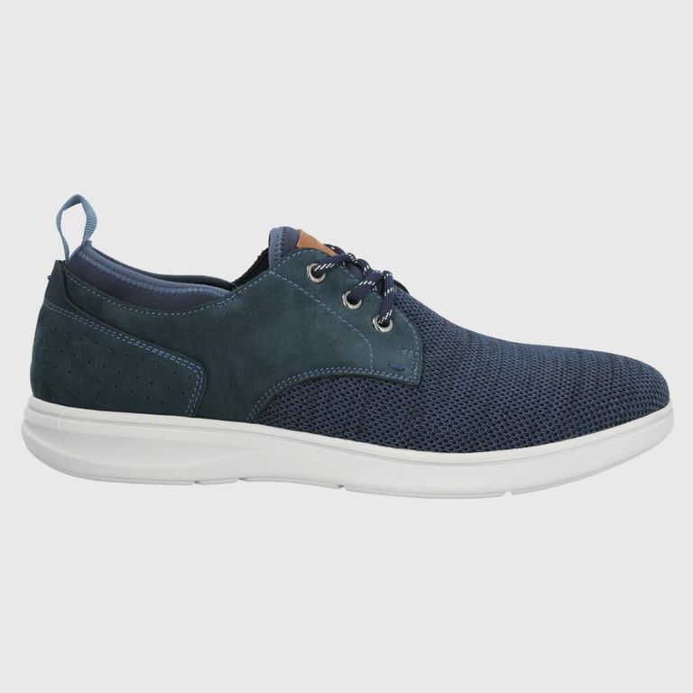 Zapatilla Urbana Hombre Cuero Azul