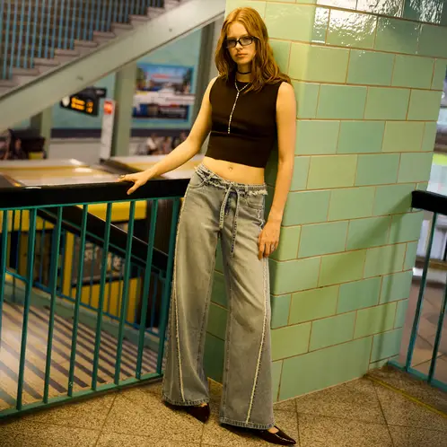 SYBILLA - Jeans Wide Leg Tiro Bajo Mujer