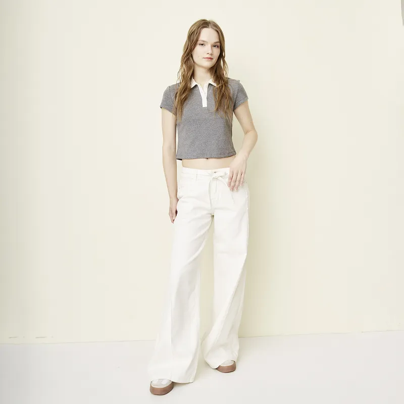 SYBILLA - Jeans Wide Leg Tiro Bajo Mujer Sybilla