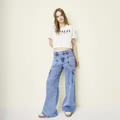 SYBILLA - Jeans Cargo Tiro Medio Mujer