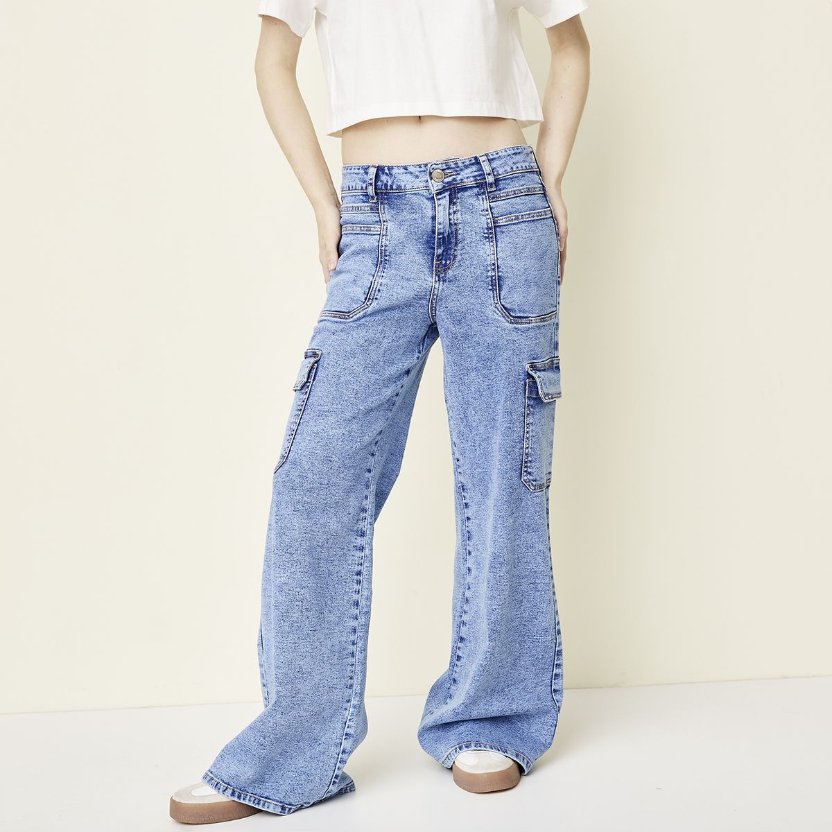 SYBILLA - Jeans Cargo Tiro Medio Mujer Sybilla