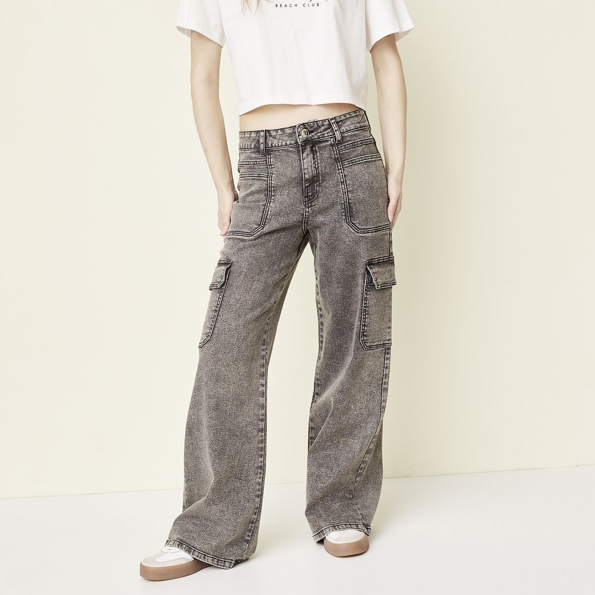 SYBILLA - Jeans Cargo Tiro Medio Mujer Sybilla