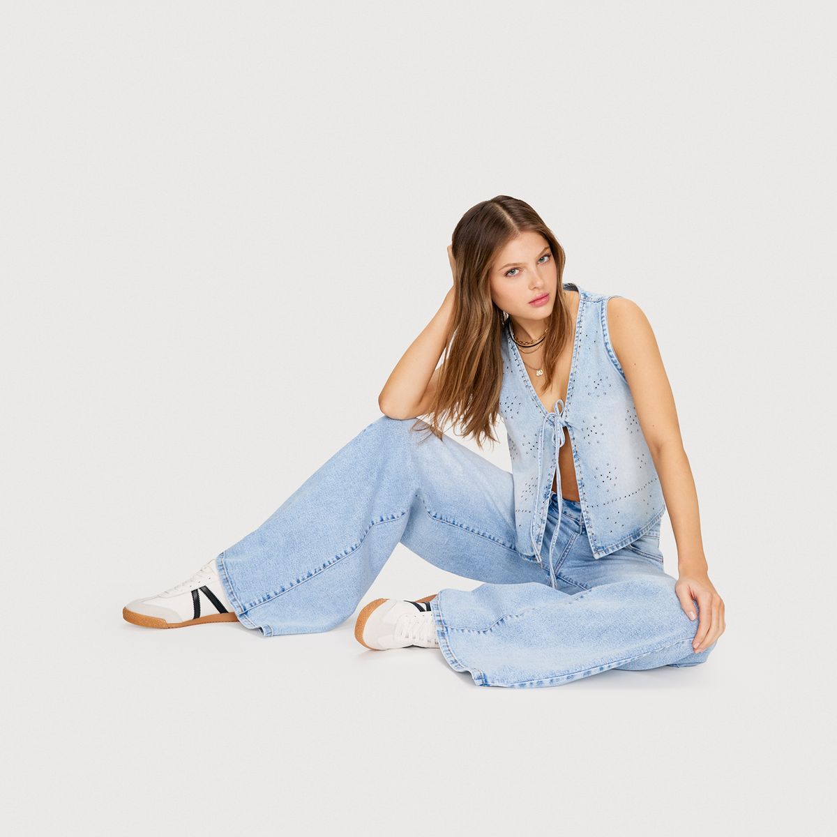 SYBILLA - Jeans Wide Leg Tiro Medio Mujer Sybilla