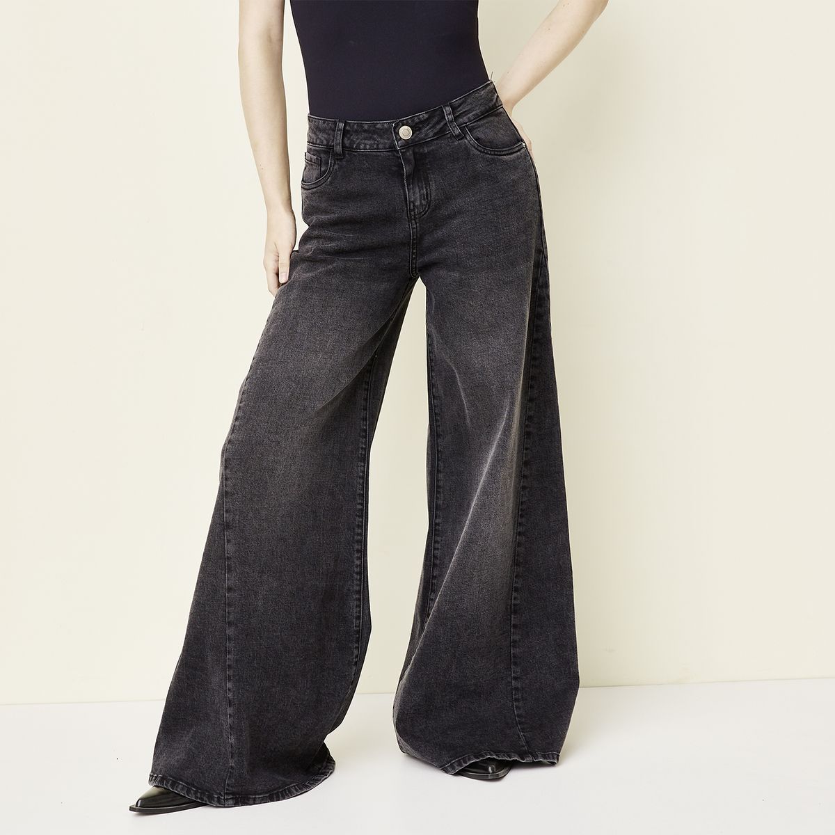 SYBILLA - Jeans Wide Leg Tiro Medio Mujer Sybilla