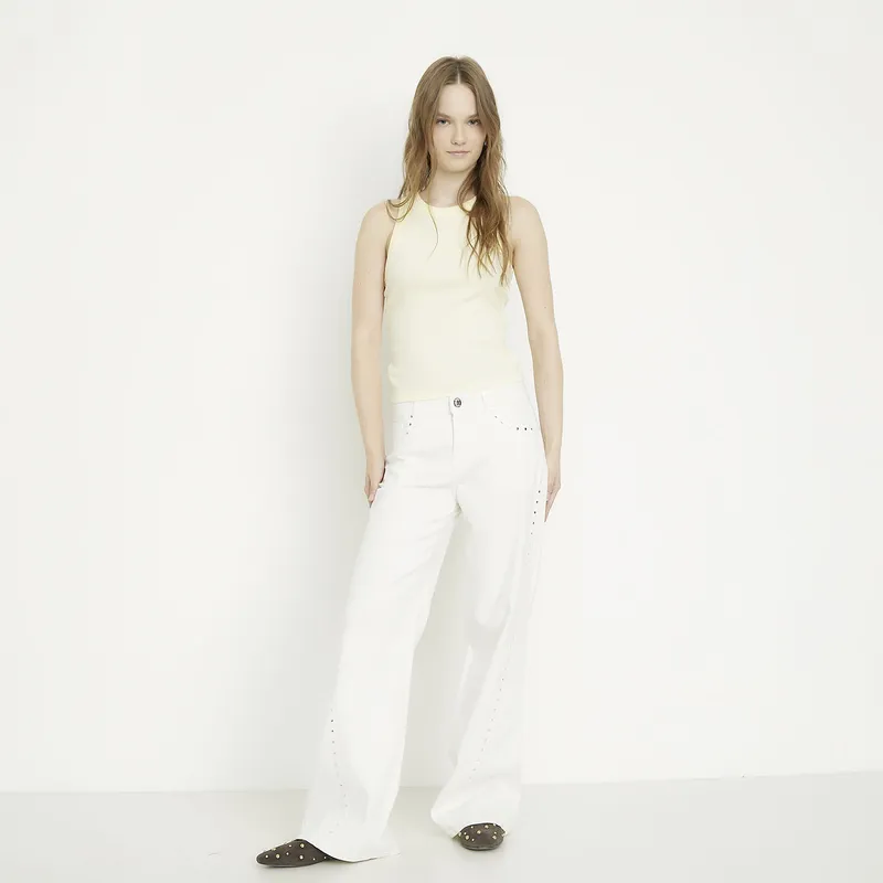 SYBILLA - Jeans Wide Leg Tiro Bajo Mujer Sybilla
