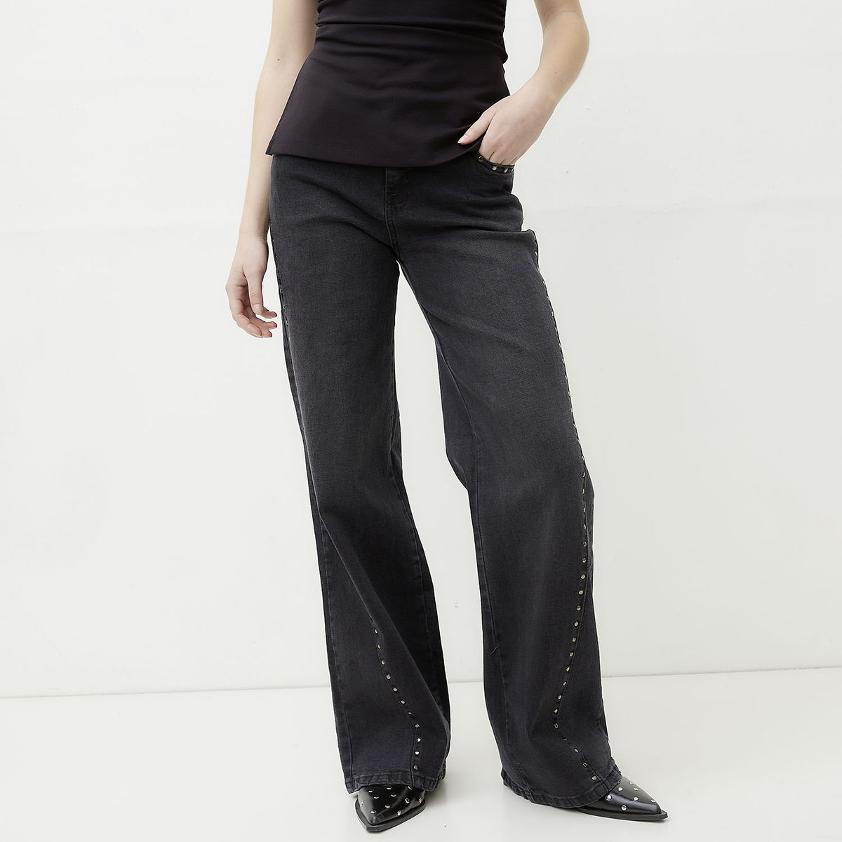 SYBILLA - Jeans Wide Leg Tiro Medio Mujer Sybilla