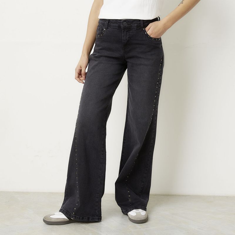 SYBILLA - Jeans Wide Leg Tiro Medio Mujer Sybilla