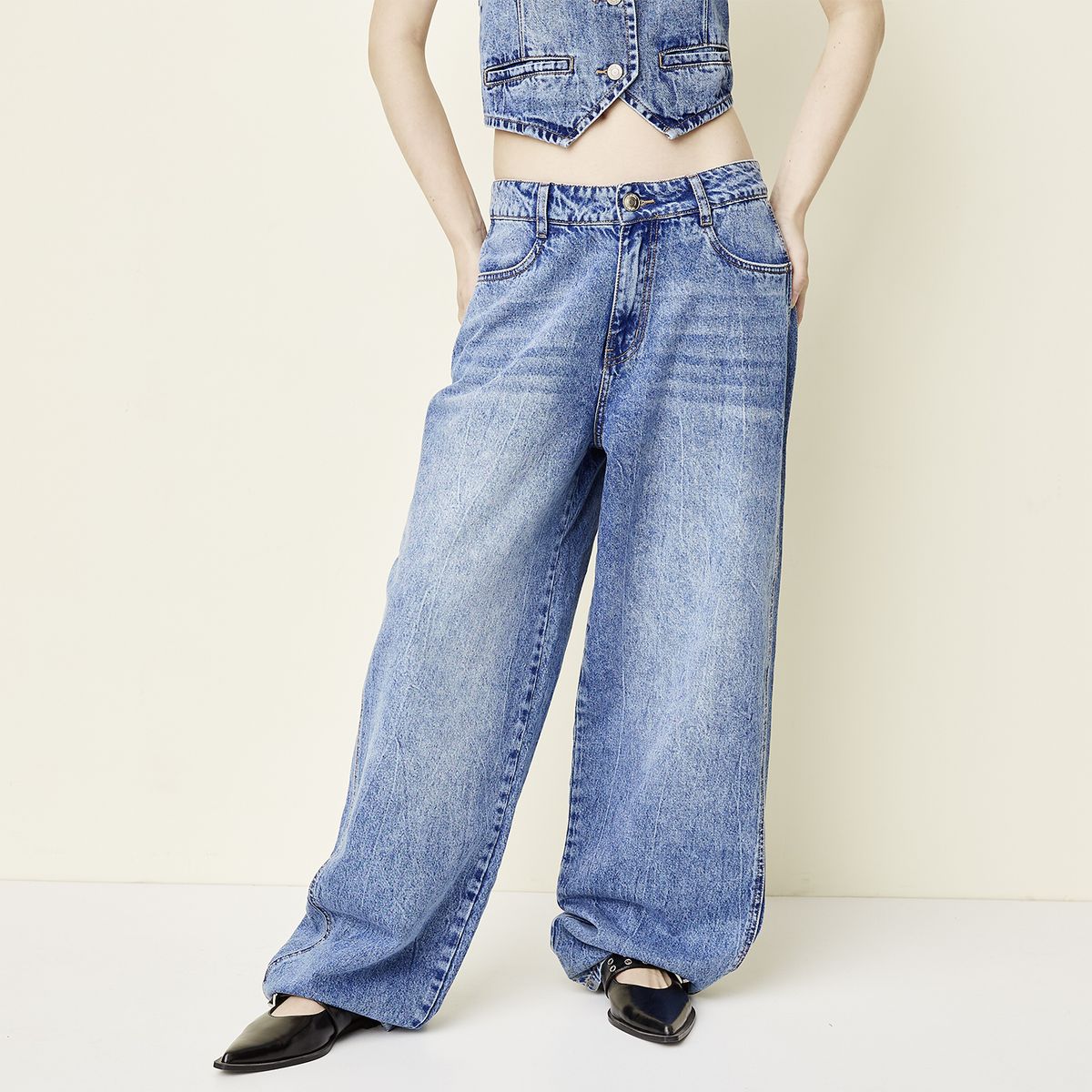 SYBILLA - Jeans Baggy Tiro Medio Mujer Sybilla