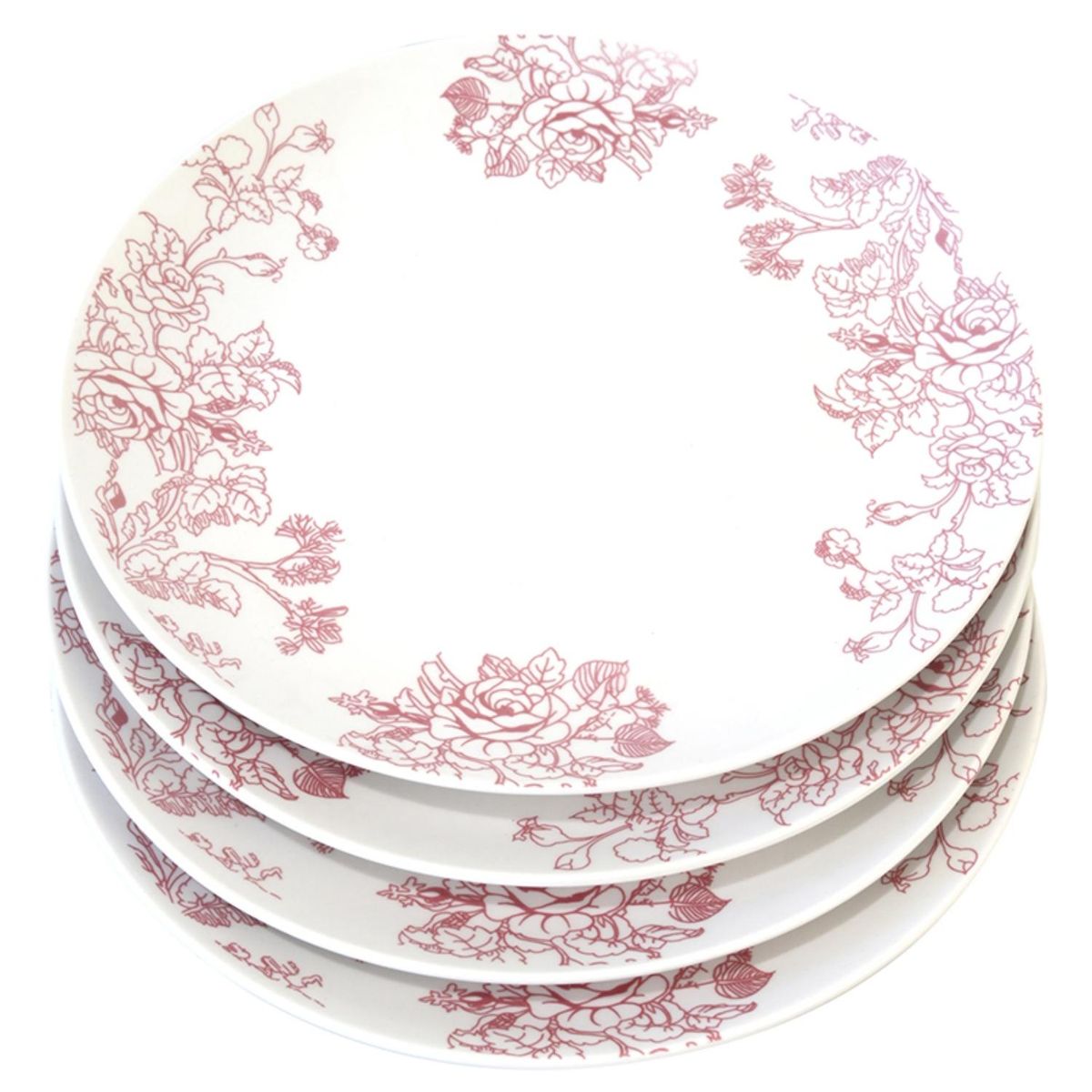 DORAL - Set 4 Platos Base Flor Cherry Porcelana Doral