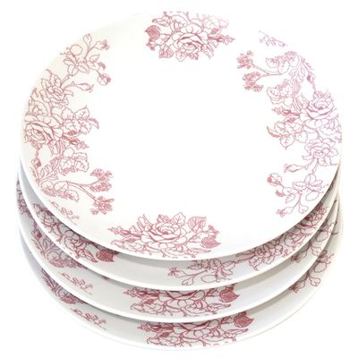 Imagen 2 del producto Set 4 Platos Base Flor Cherry Porcelana