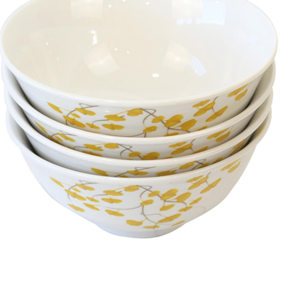 DORAL - Set 4 Bowls Postre Flor Amarillo Porcelana Doral