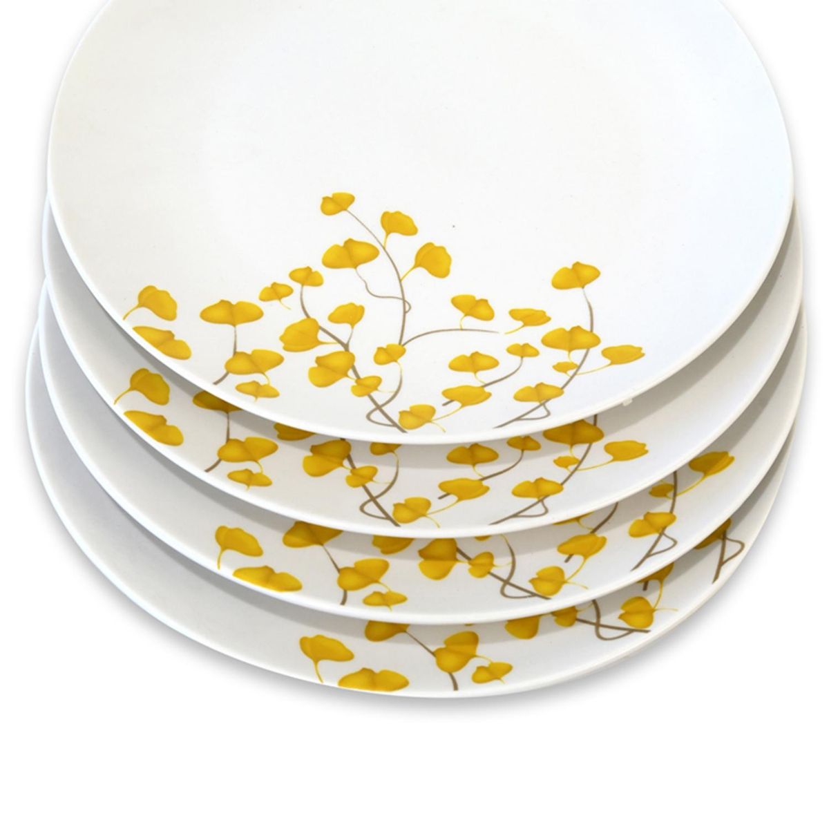 DORAL - Set 4 Platos Base Flor Amarillo Porcelana Doral