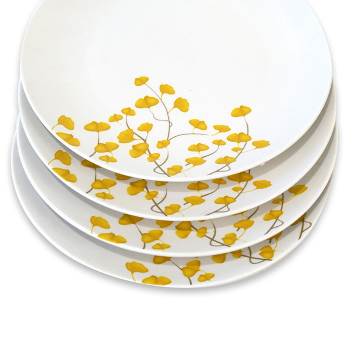 DORAL - Set 4 Platos Pan Flor Amarillo Porcelana Doral