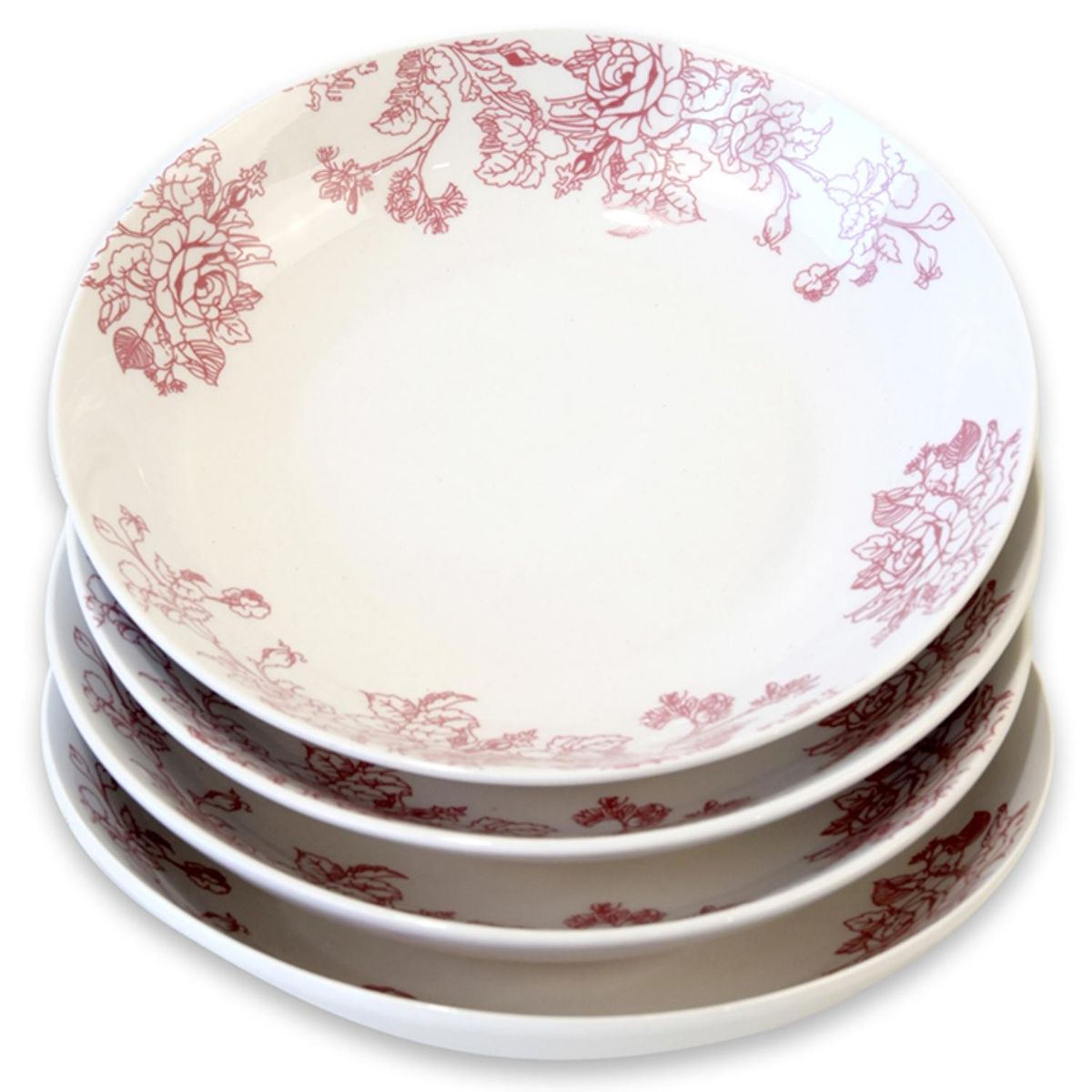 DORAL - Set 4 Platos Hondo Flor Cherry Porcelana Doral