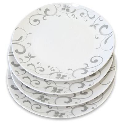 Imagen 2 del producto Set 4 Platos Pan Flor Gris Porcelana