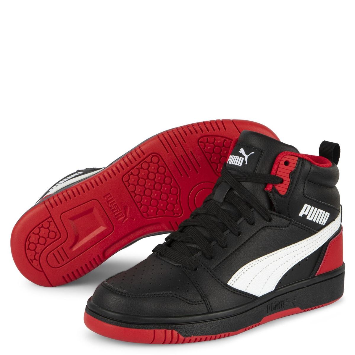 PUMA - Puma Rebound V6 Mid Jr Zapatilla Urbana Niño Negro (35.5 a 39) Puma
