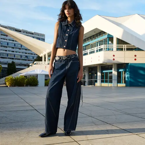 AMERICANINO - Jeans Baggy Tiro Bajo Mujer