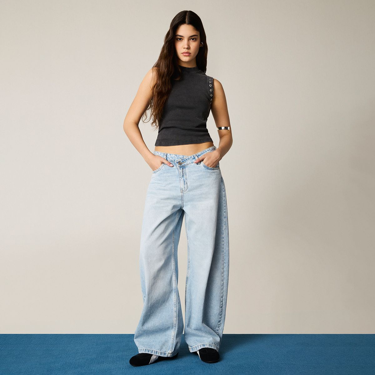 AMERICANINO - Jeans Baggy Tiro Medio Mujer Americanino