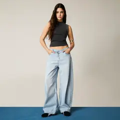 AMERICANINO - Jeans Wide Leg Tiro Bajo Mujer