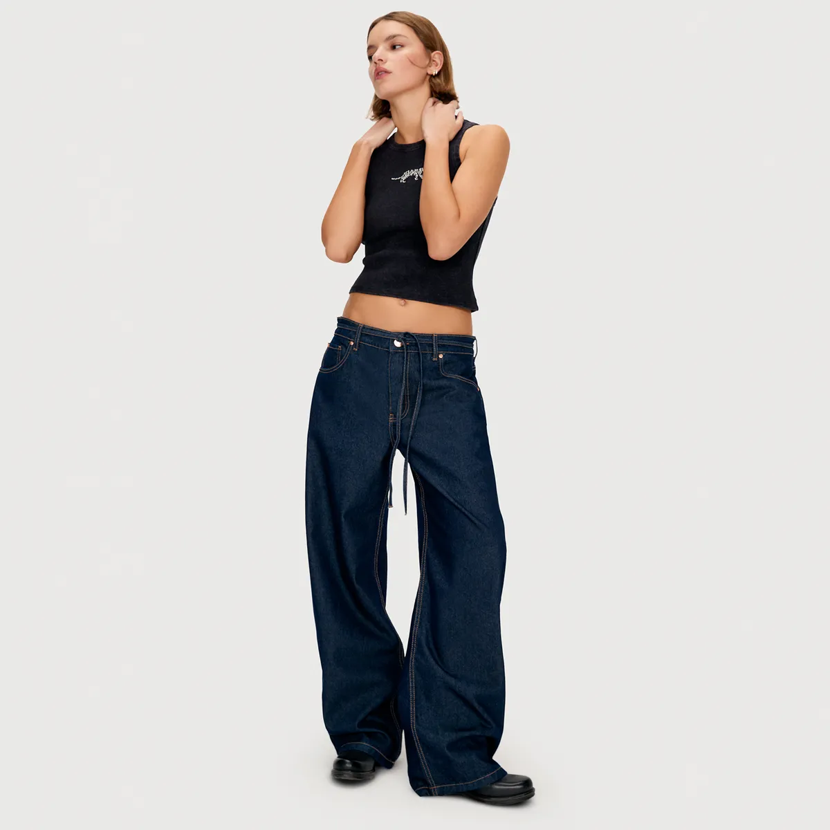 AMERICANINO - Jeans Baggy Tiro Bajo Algodón Mujer Americanino