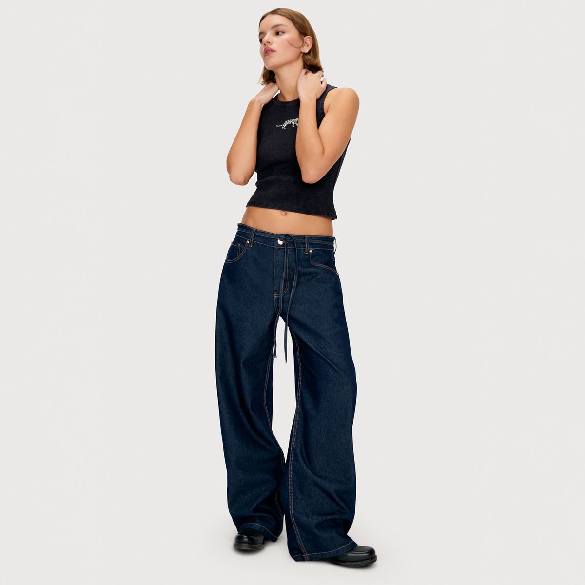 AMERICANINO - Jeans Baggy Tiro Bajo Algodón Mujer Americanino