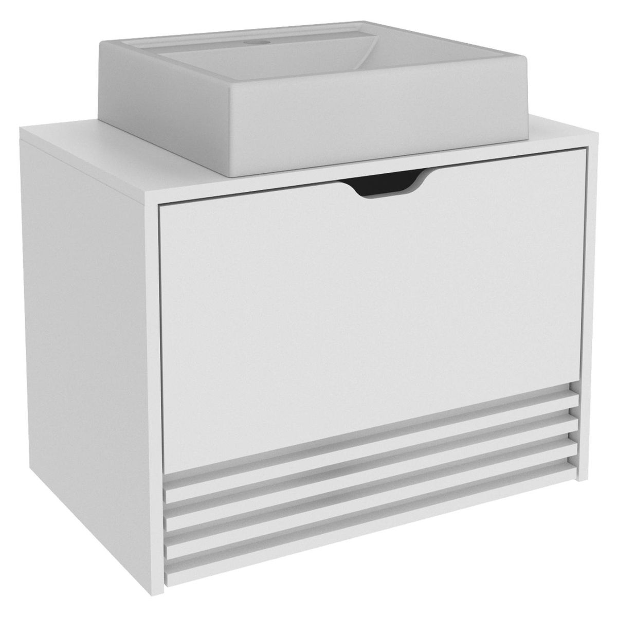 TECNOMOBILI - Mueble De Baño Aéreo 1 Puerta + 1 Cajón Con lavamano Blanco Tecnomobili