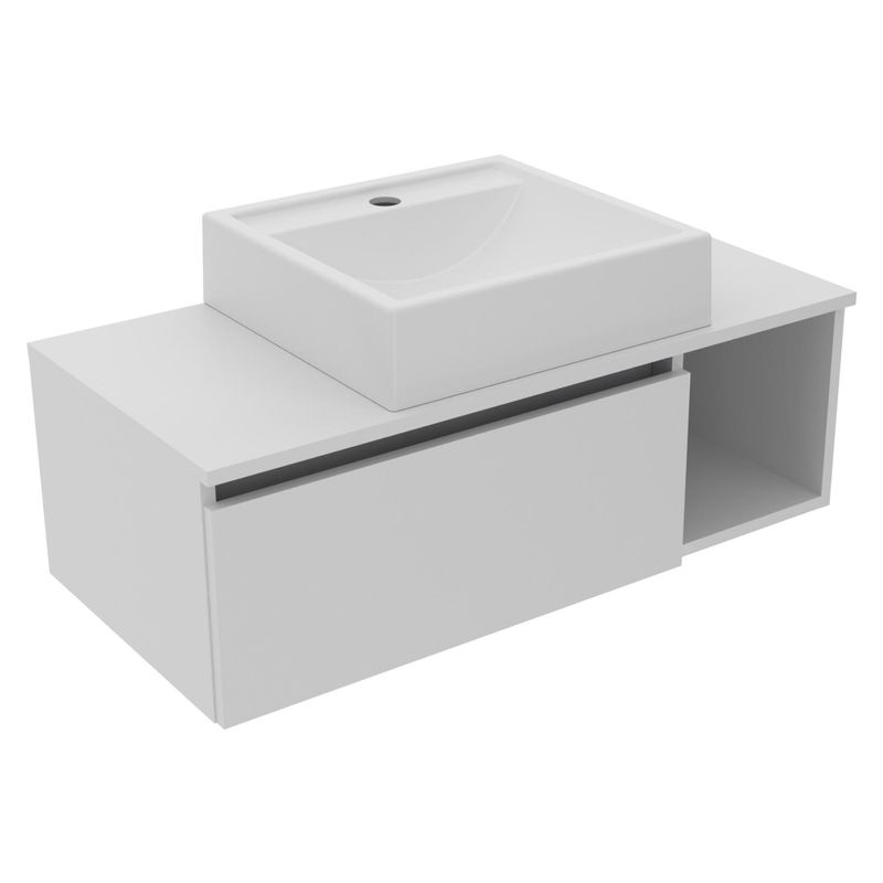 TECNOMOBILI - Mueble De Baño Aéreo 1 Puerta Con lavamano Blanco Tecnomobili