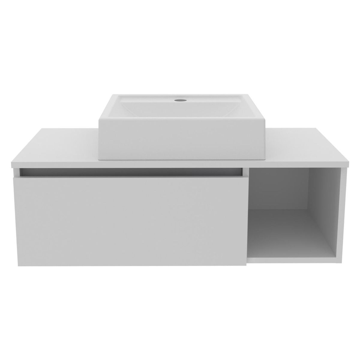 TECNOMOBILI - Mueble De Baño Aéreo 1 Puerta Con lavamano Blanco Tecnomobili