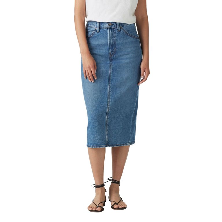 LEVIS Falda Mujer Midi Azul Claro