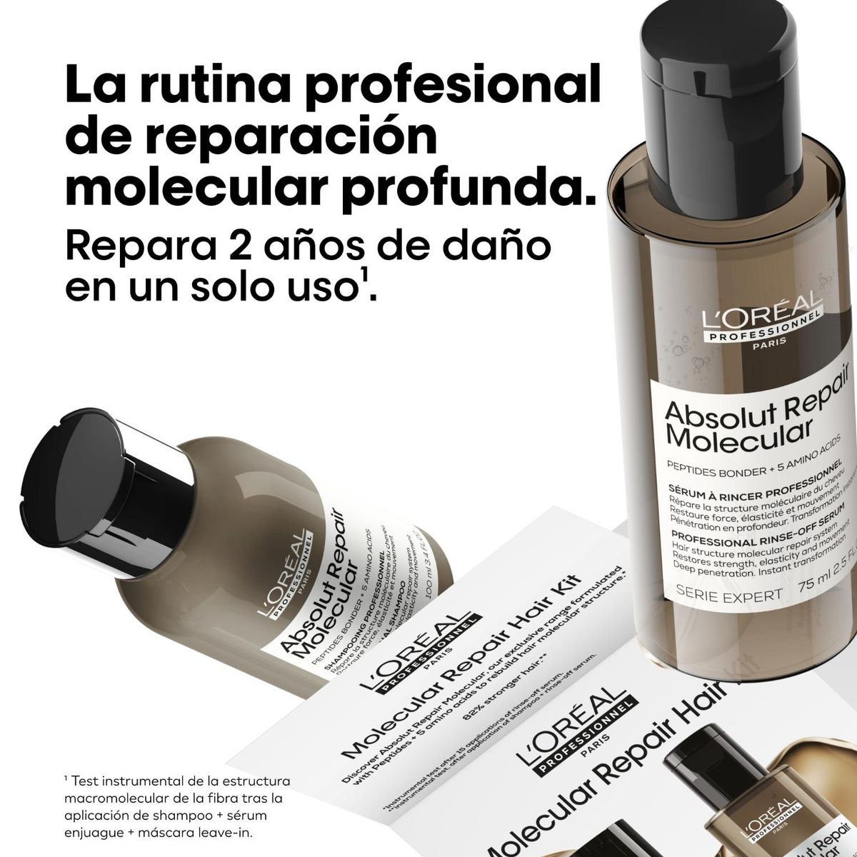 LOREAL PROFESSIONNEL - Mini Set Profesional Reparación Molecular Shampoo 100Ml + Sérum 75Ml Absolut Repair Molecular