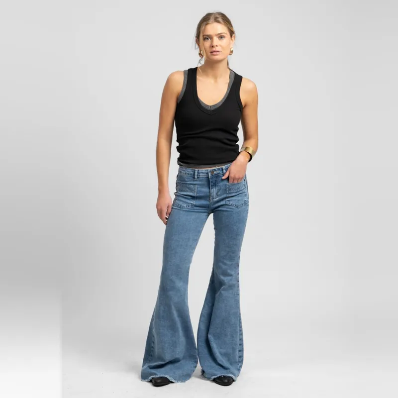 LOLITA POCKET - Jeans Flare Tiro Medio Mujer Lolita Pocket