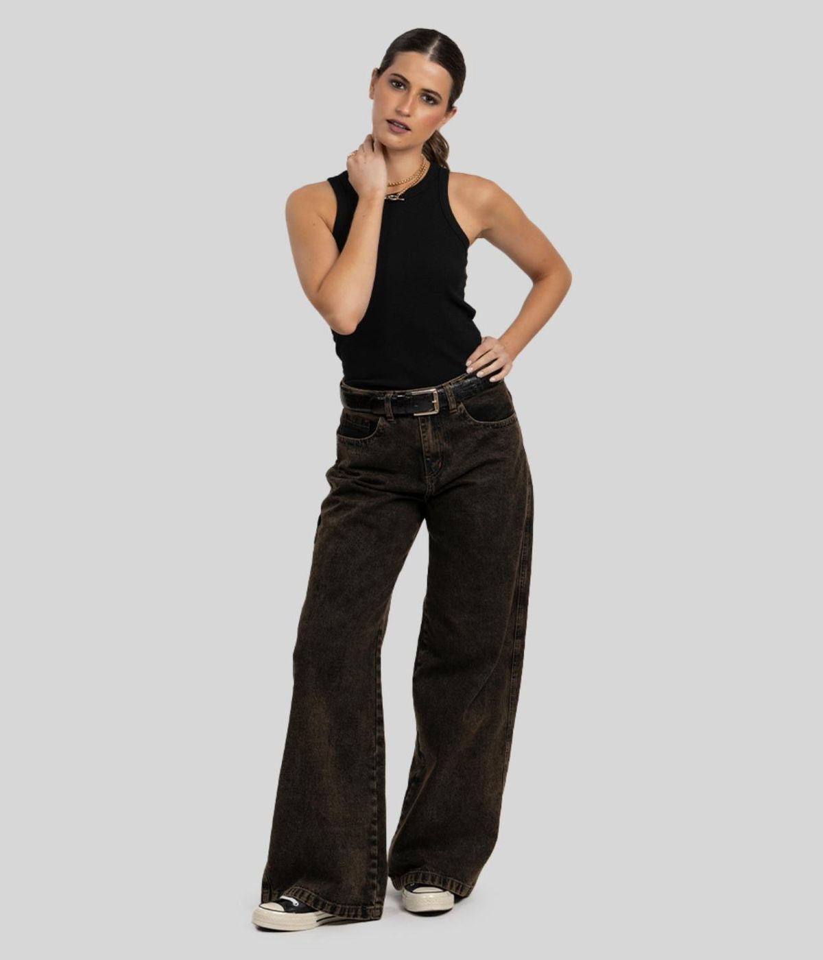 LOLITA LPK Jeans Wide Leg Tiro Medio Lidia Gris Mujer Lolita LPK