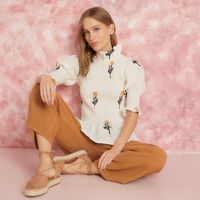 Blusa Manga Larga Algodón Mujer