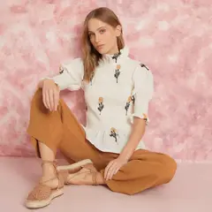 ROSSAMOLA - Blusa Manga Larga Algodón Mujer