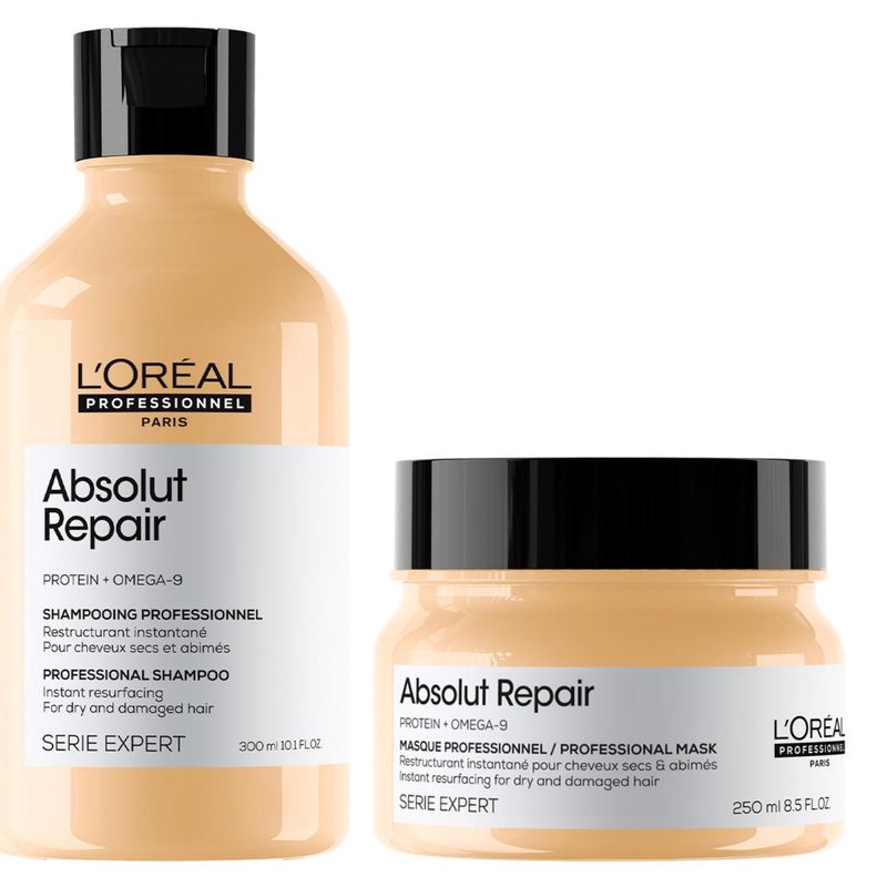 LOREAL PROFESSIONNEL - Set Profesional Reparación y Nutrición Shampoo 500 ml + Máscara 250 ml Absolut Repair