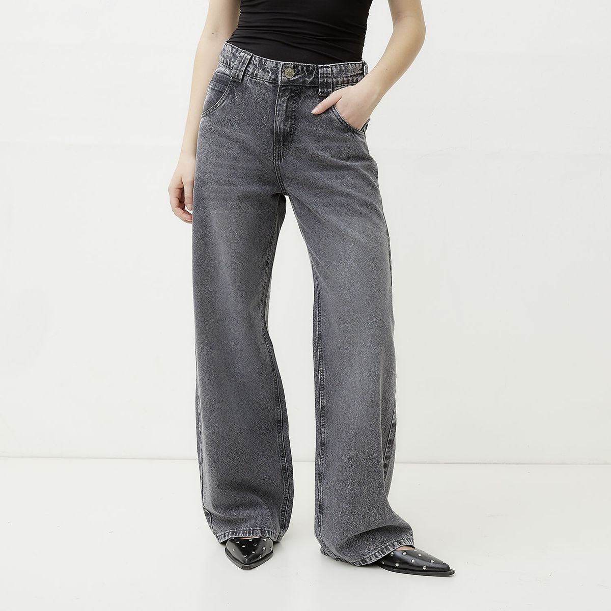 SYBILLA - Jeans Wide Leg Tiro Medio Mujer Sybilla