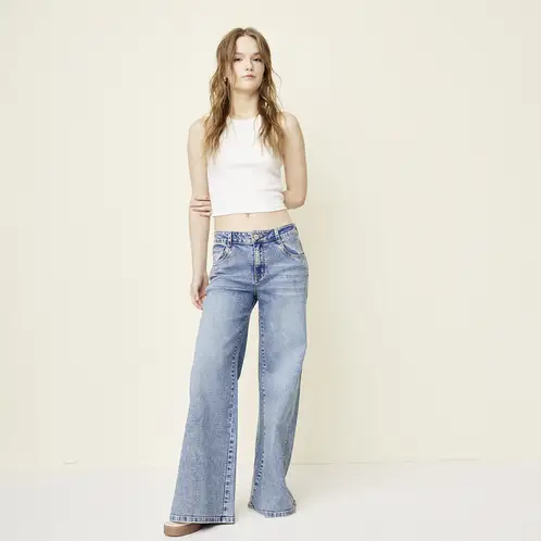 SYBILLA - Jeans Wide Leg Algodón Mujer