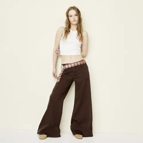 SYBILLA - Jeans Wide Leg Algodón Mujer
